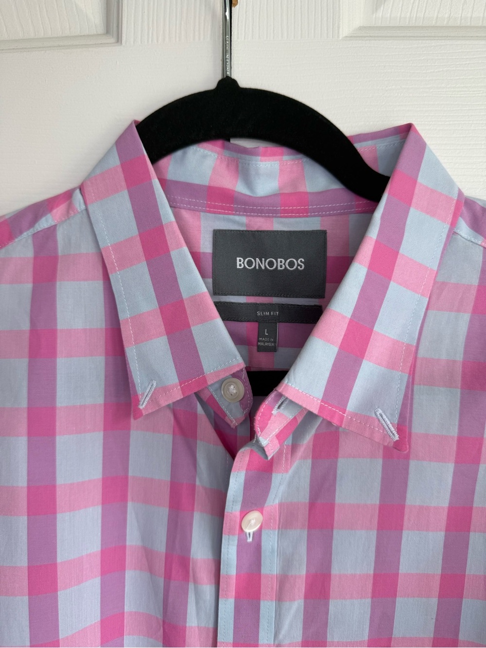 Bonobos Pink and Light Blue Gingham Slim Fit Button-Down Shirt